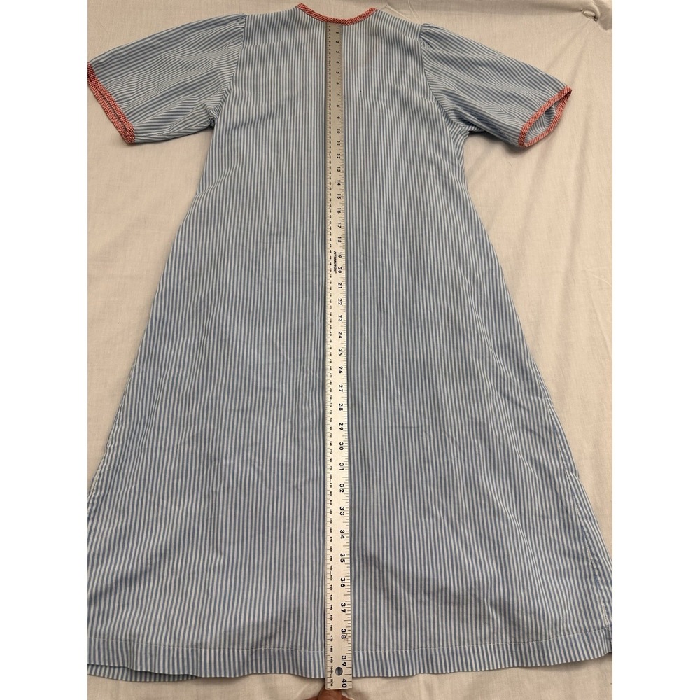 Kelly Reed Robe Women's Small Blue Stripe Cherry Collar Button Front - Picture 8 of 9